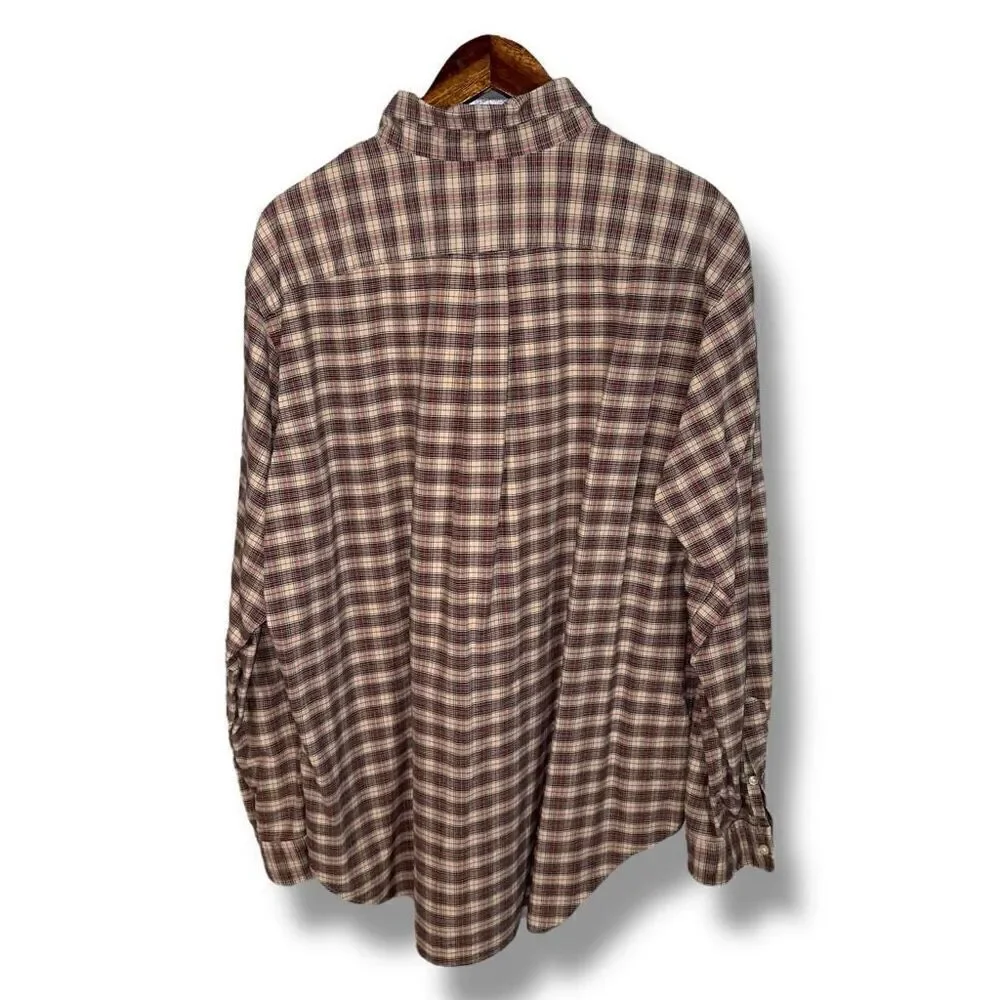Polo Jeans Co. Ralph Lauren Tan Plaid Oxford Button Up Shirt XL